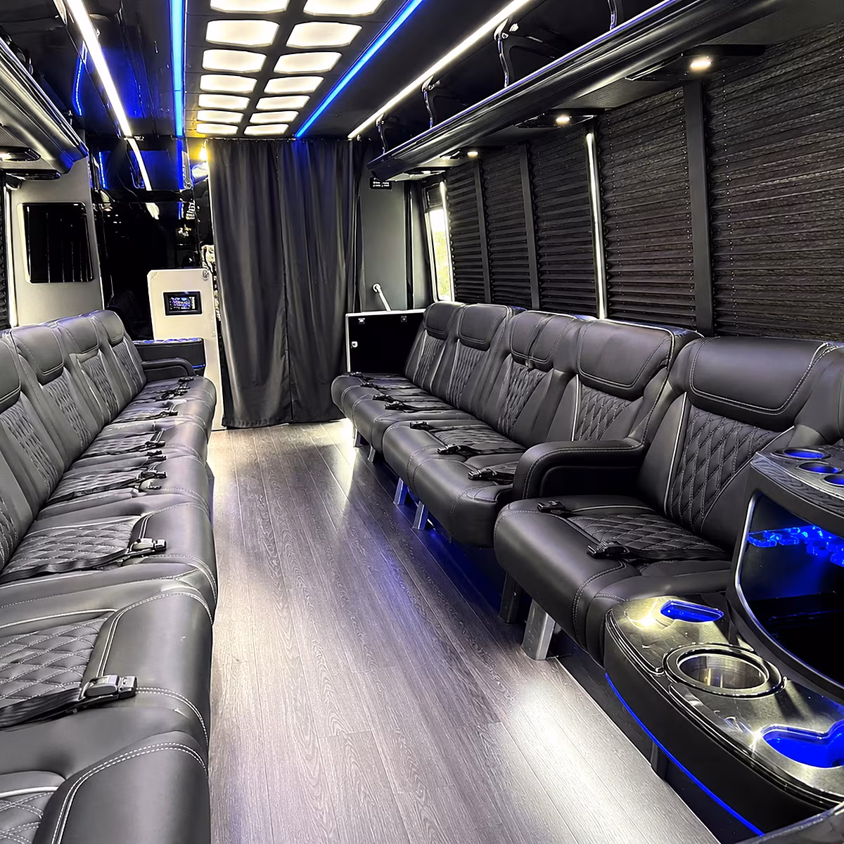 Passenger watching the Warren scenery during a regional party bus road trip