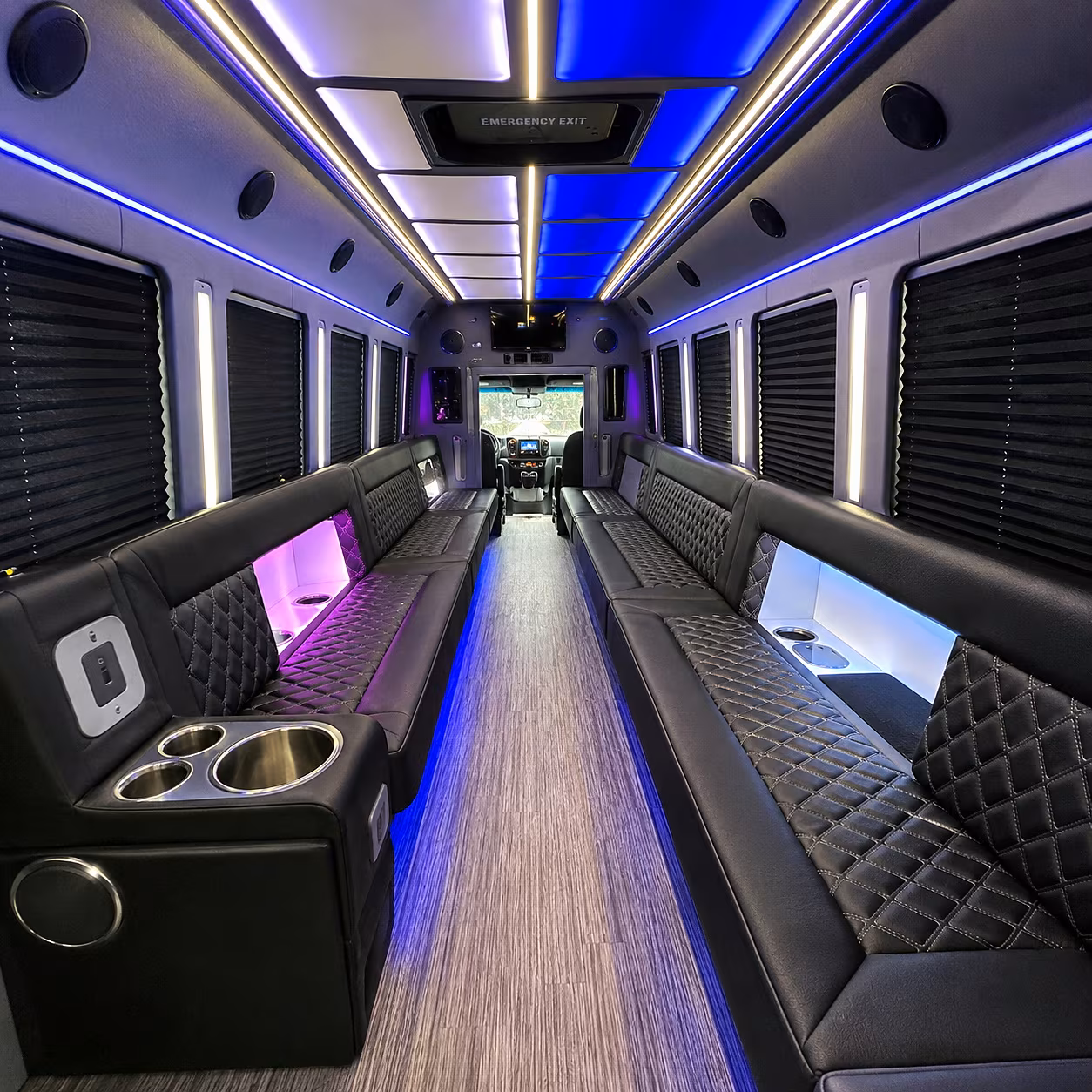 Warren Private Event Transportation party bus interior