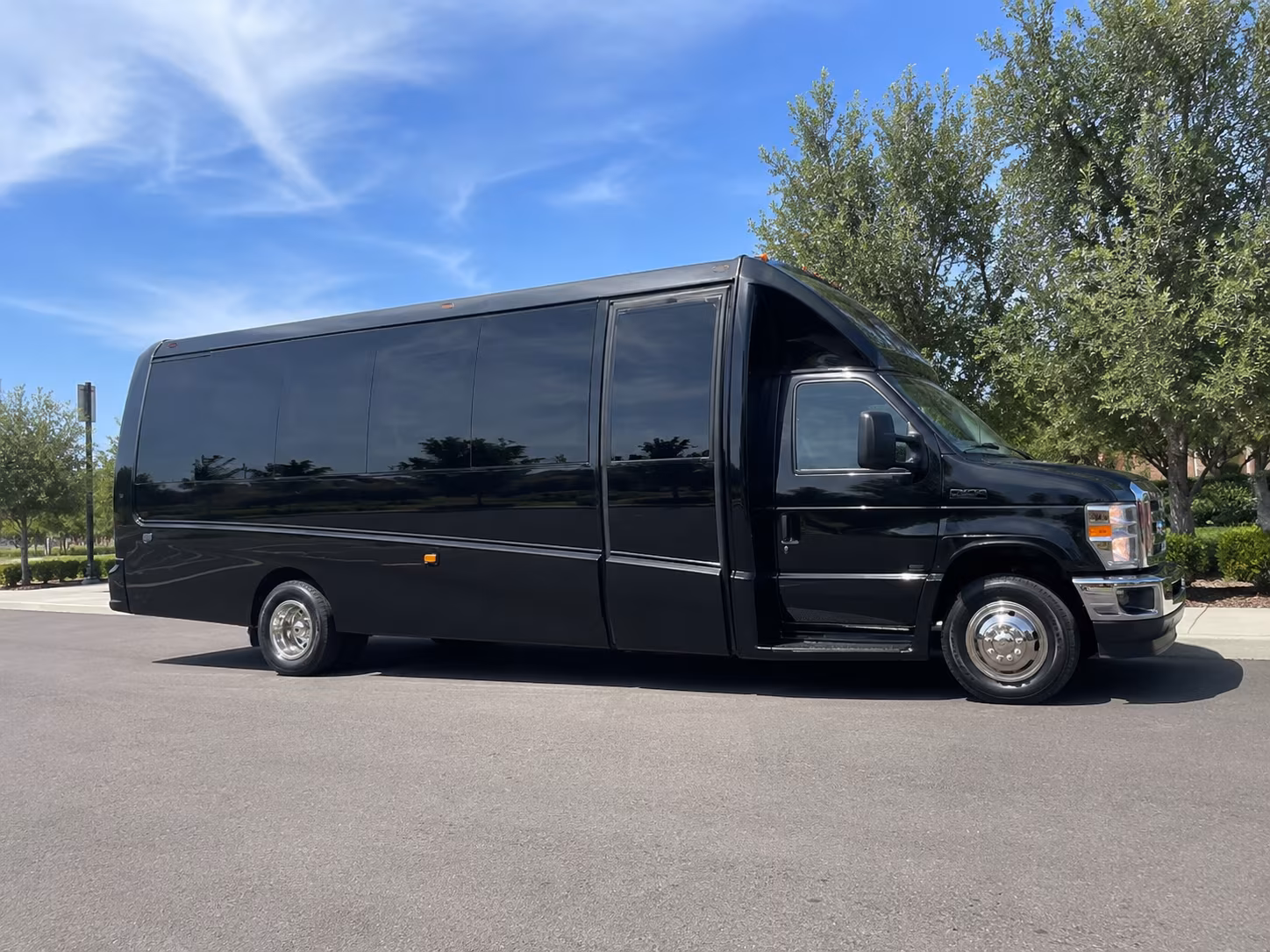 Warren School Event Transportation party bus exterior