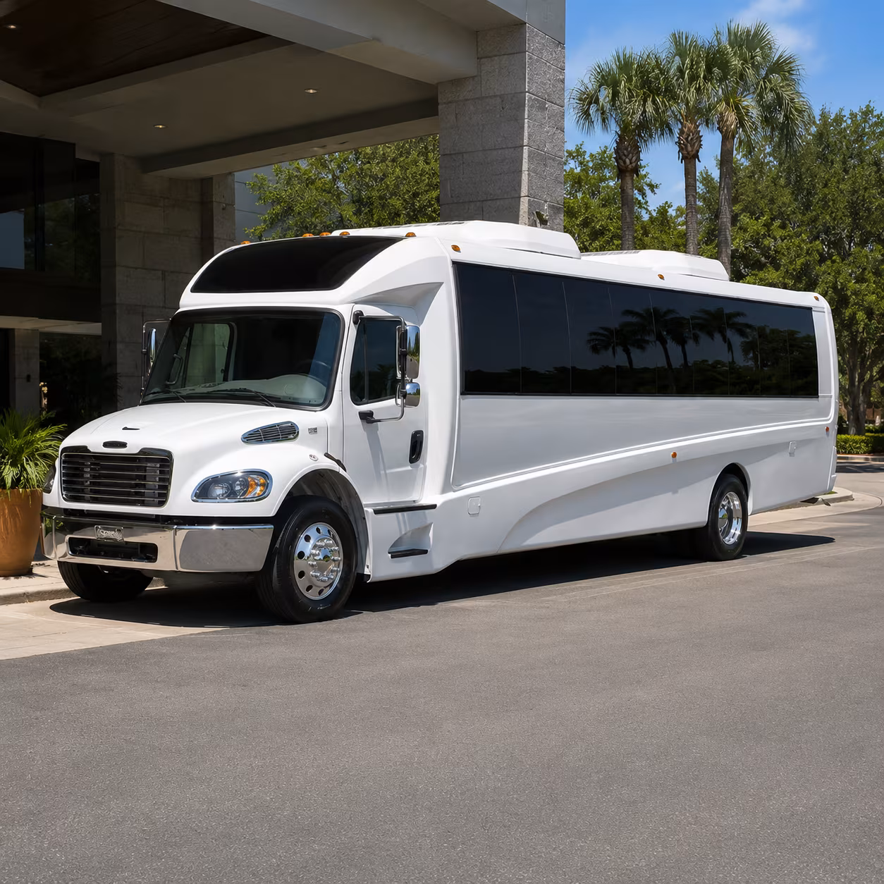 Warren School Event Transportation party bus exterior