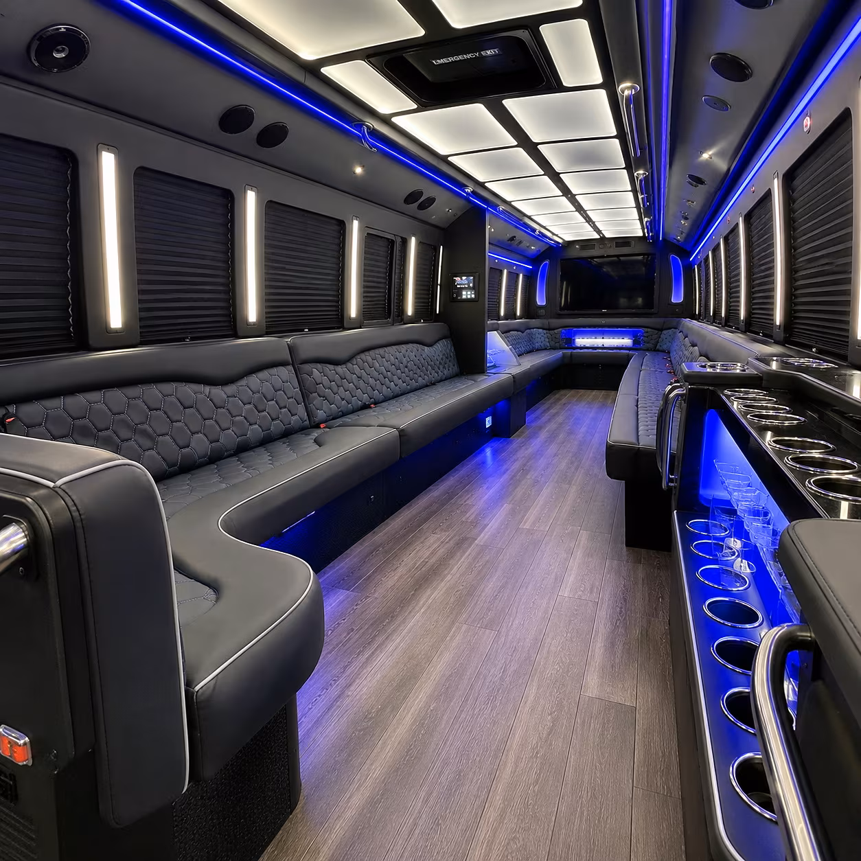 Warren Wedding Transportation party bus interior