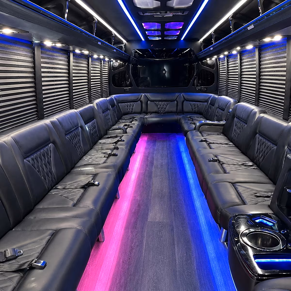 Warren Wedding Transportation party bus interior