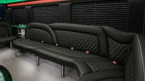 Interior of Warren Party Bus Company's 14 Passenger Sprinter Limousine in Pontiac