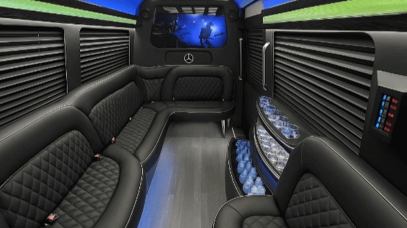 Interior of Warren Party Bus Company's 14 Passenger Sprinter Limousine in Troy