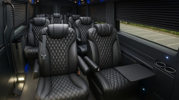 Interior of Warren Party Bus Company's 18 Passenger Minibus in Warren