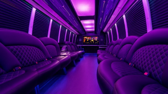 Interior of Warren Party Bus Company's 25 Passenger Party Bus in Farmington Hills