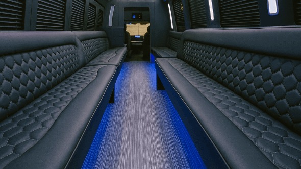 Interior of Warren Party Bus Company's 25 Passenger Party Bus in Pontiac