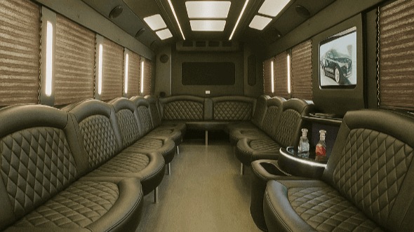 Interior of Warren Party Bus Company's 25 Passenger Party Bus in Rochester Hills