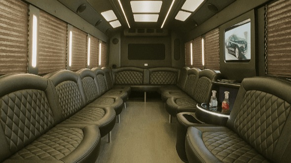 Interior of Warren Party Bus Company's 25 Passenger Party Bus in Southfield