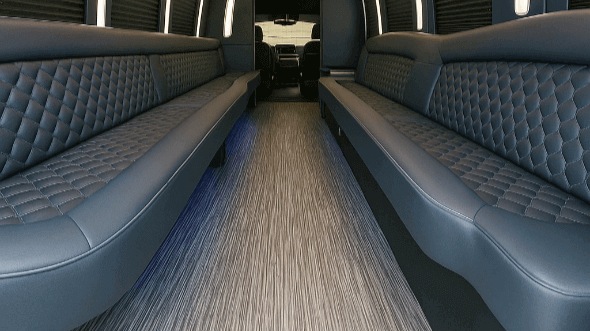 Interior of Warren Party Bus Company's 28 Passenger Party Bus in Detroit