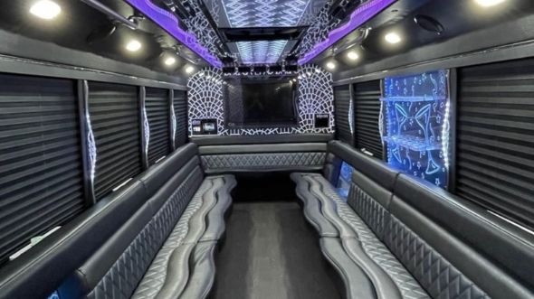 Interior of Warren Party Bus Company's 28 Passenger Party Bus in Rochester Hills