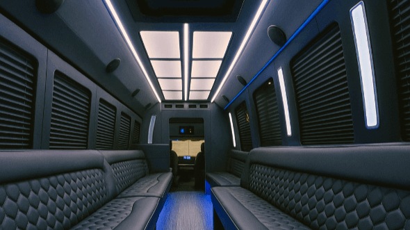 Interior of Warren Party Bus Company's 30 Passenger Party Bus in Detroit