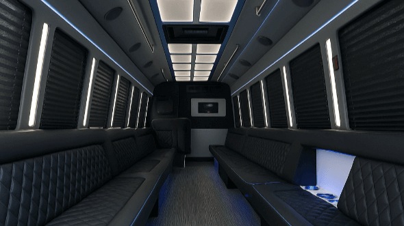 Interior of Warren Party Bus Company's 30 Passenger Party Bus in Pontiac