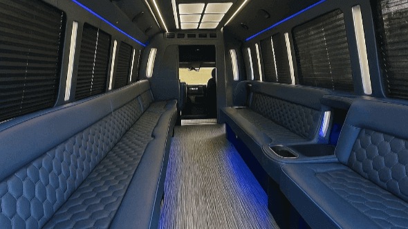 Interior of Warren Party Bus Company's 30 Passenger Party Bus in Southfield