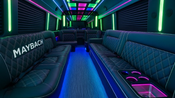 Interior of Warren Party Bus Company's 30 Passenger Party Bus in St Clair Shores