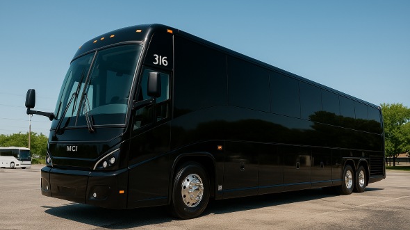 Exterior of Warren Party Bus Company's 44 Passenger Charter Bus in Warren