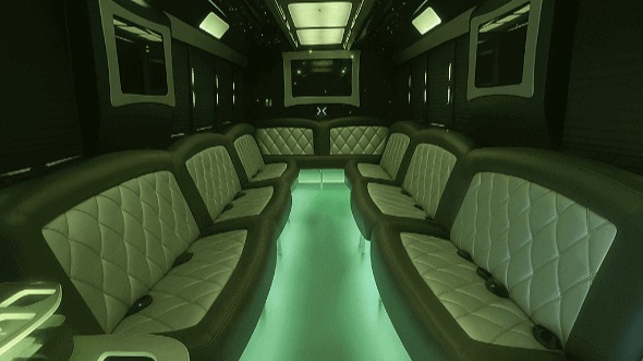 Interior of Warren Party Bus Company's 50 Passenger Party Bus in Detroit