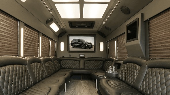 Interior of Warren Party Bus Company's 50 Passenger Party Bus in Farmington Hills
