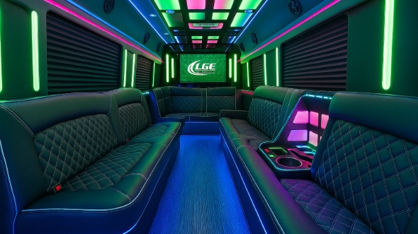 Interior of Warren Party Bus Company's 50 Passenger Party Bus in Southfield