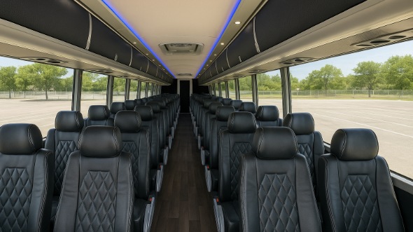 Interior of Warren Party Bus Company's 51 Passenger Charter Bus in Warren