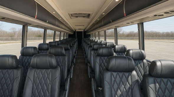 Interior of Warren Party Bus Company's 54 Passenger Charter Bus in Warren