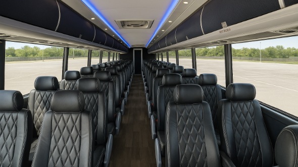Interior of Warren Party Bus Company's 56 Passenger Charter Bus in Warren